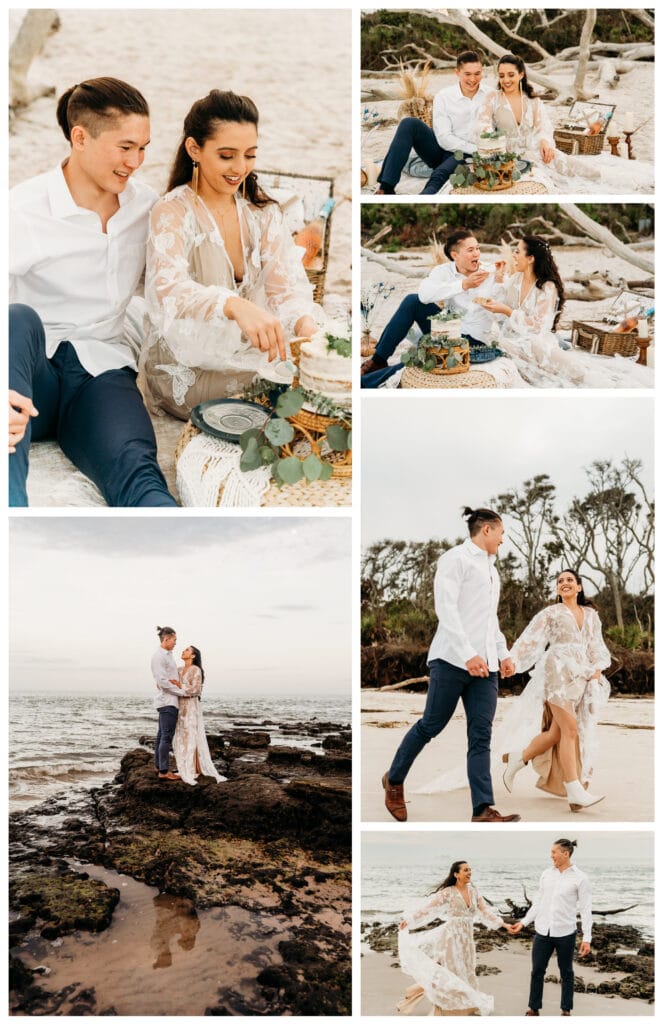 mulitple photos of wedding on beach in florida