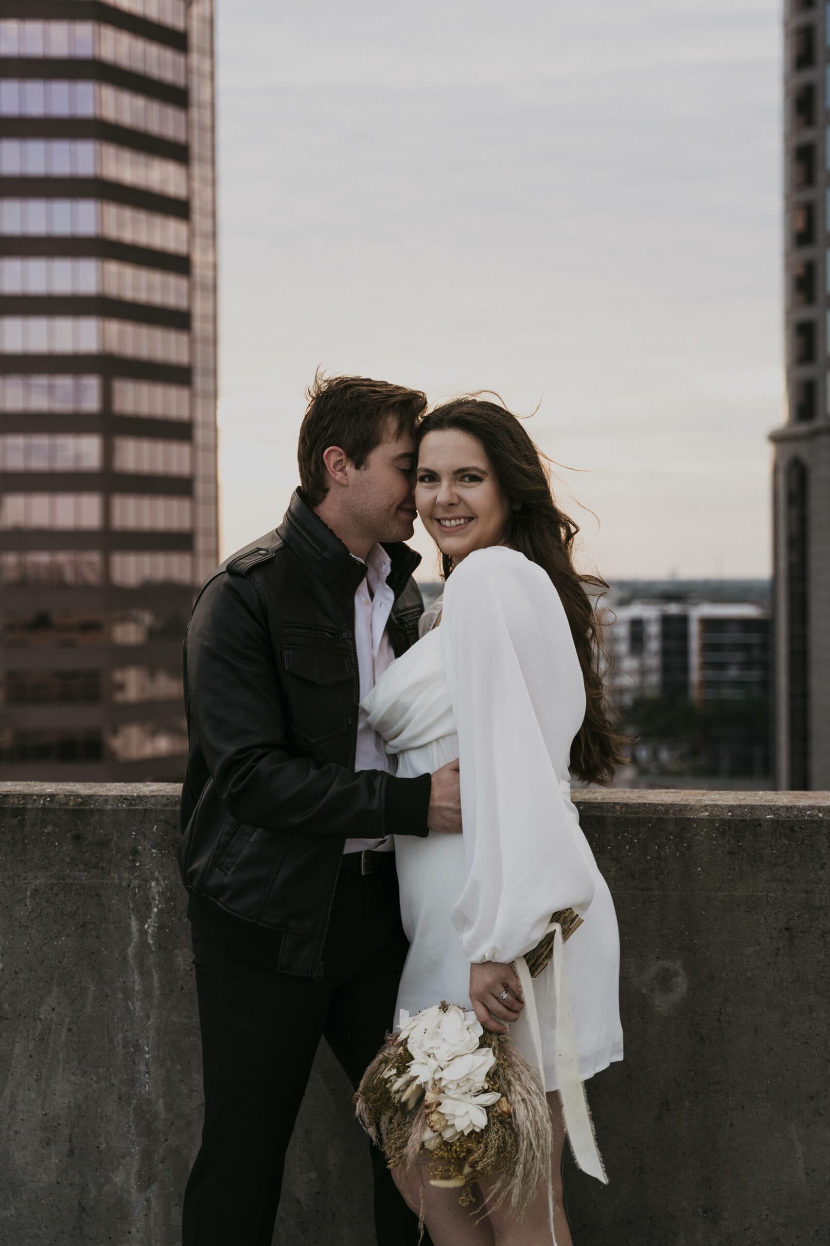 downtown tampa elopement with rooftop ceremony and pizza