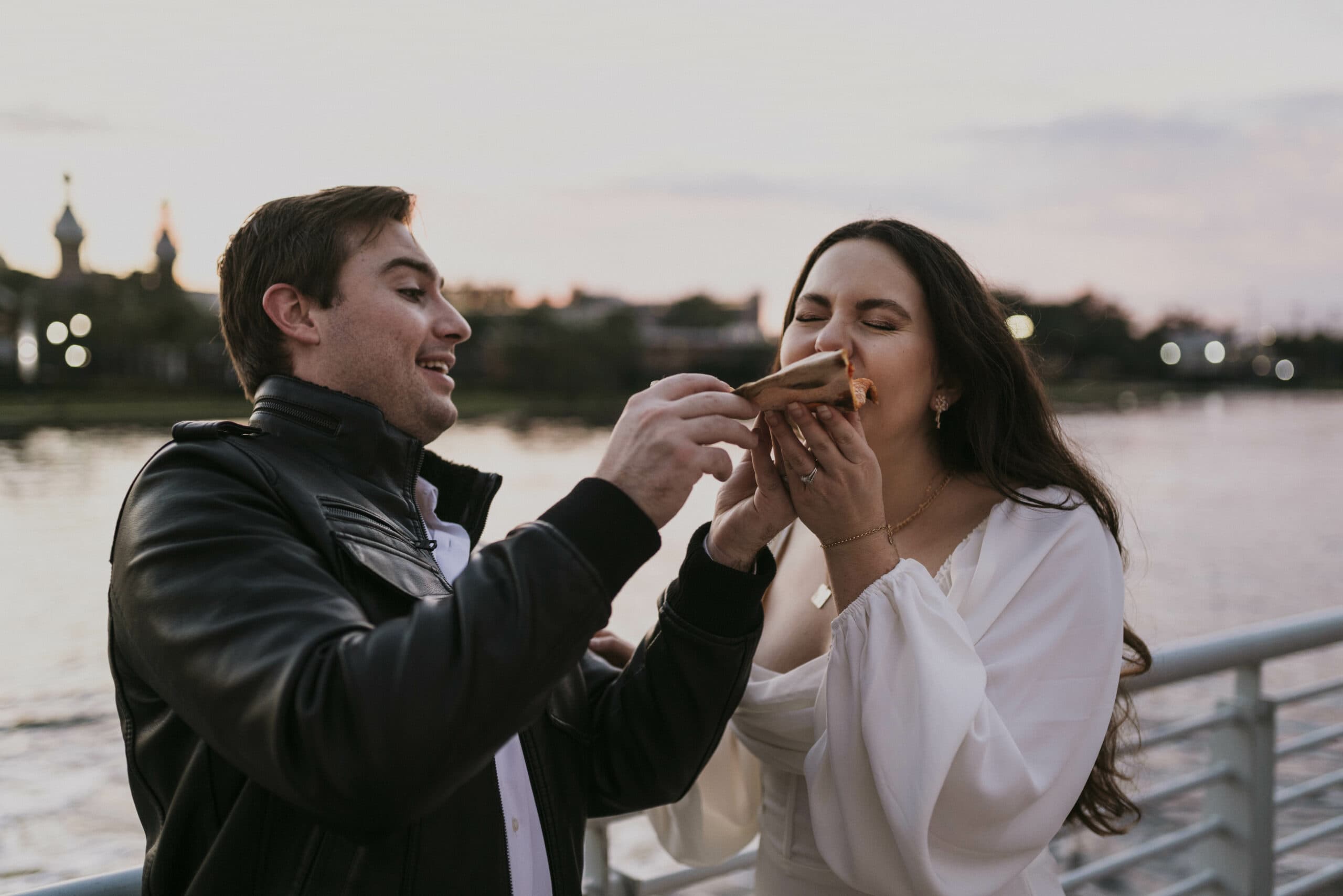 downtown tampa elopement with rooftop ceremony and pizza