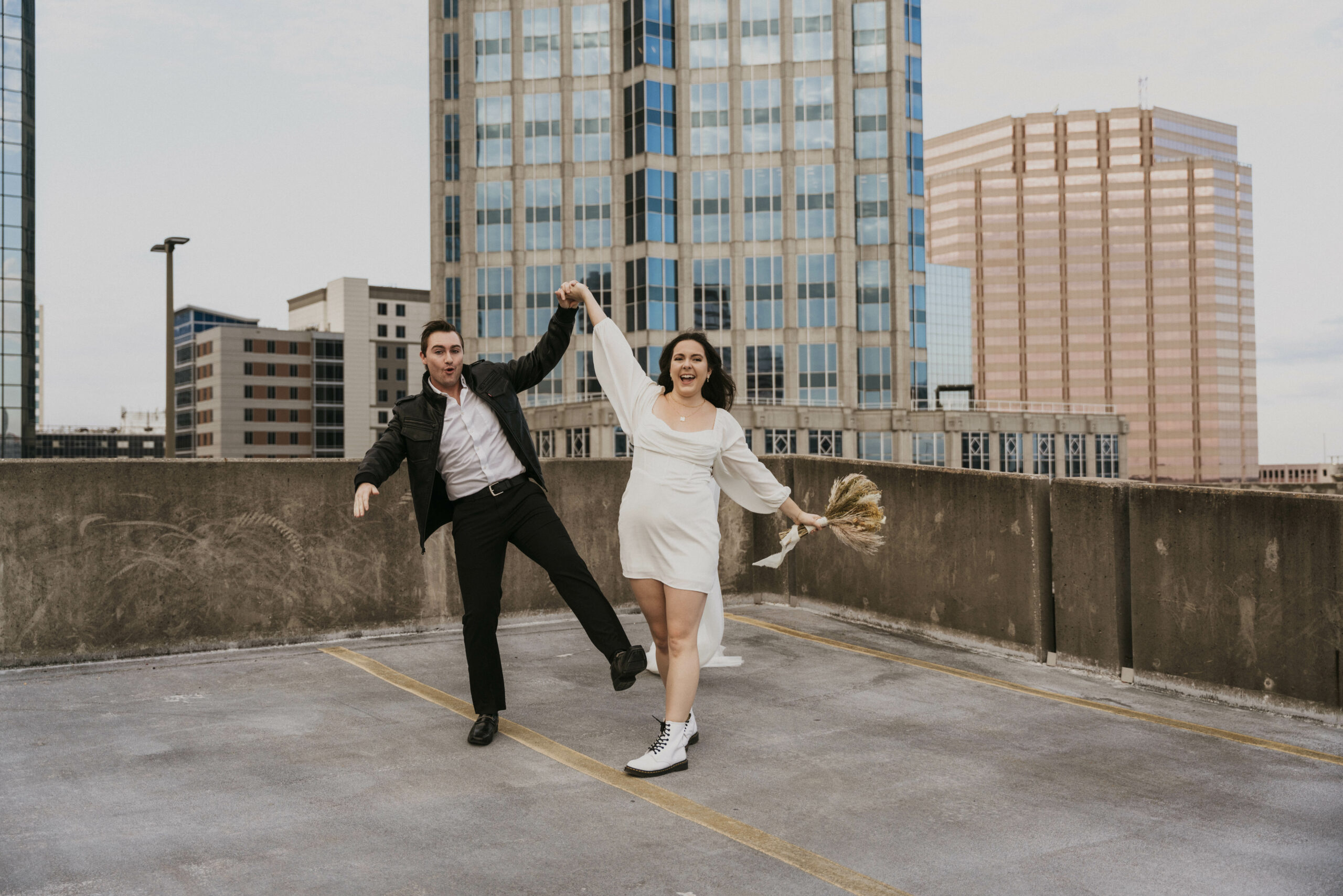 downtown tampa elopement with rooftop ceremony and pizza