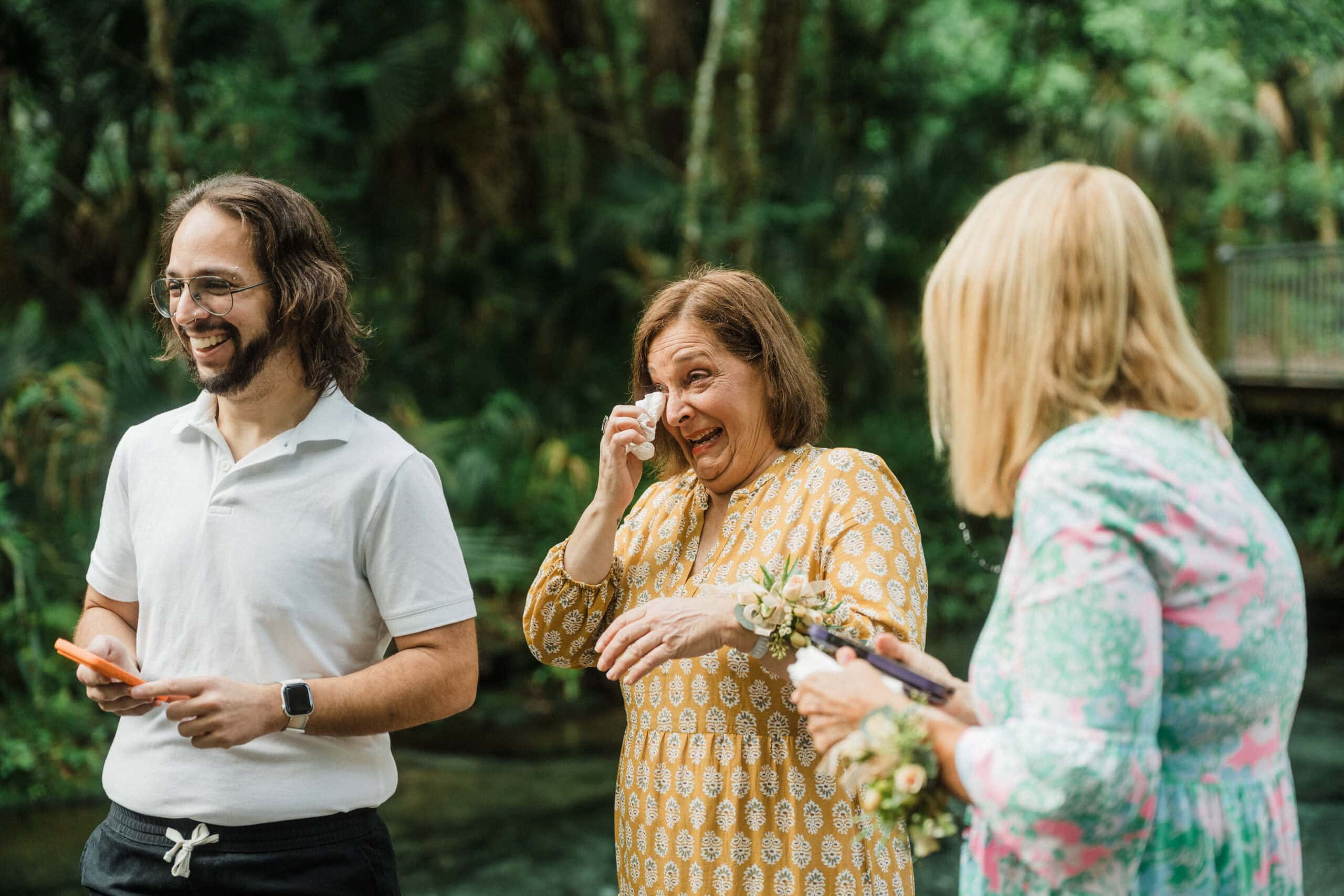 emotional elopement guests during ceremony