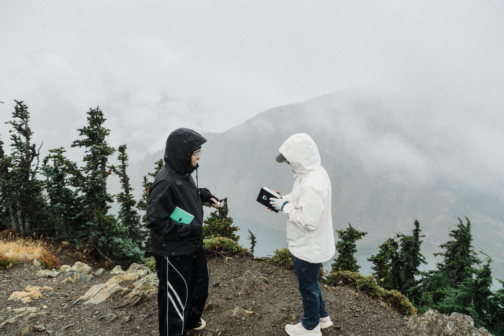 elopement couple exchanging private vows at Winchester Mountain Fire Lookout
