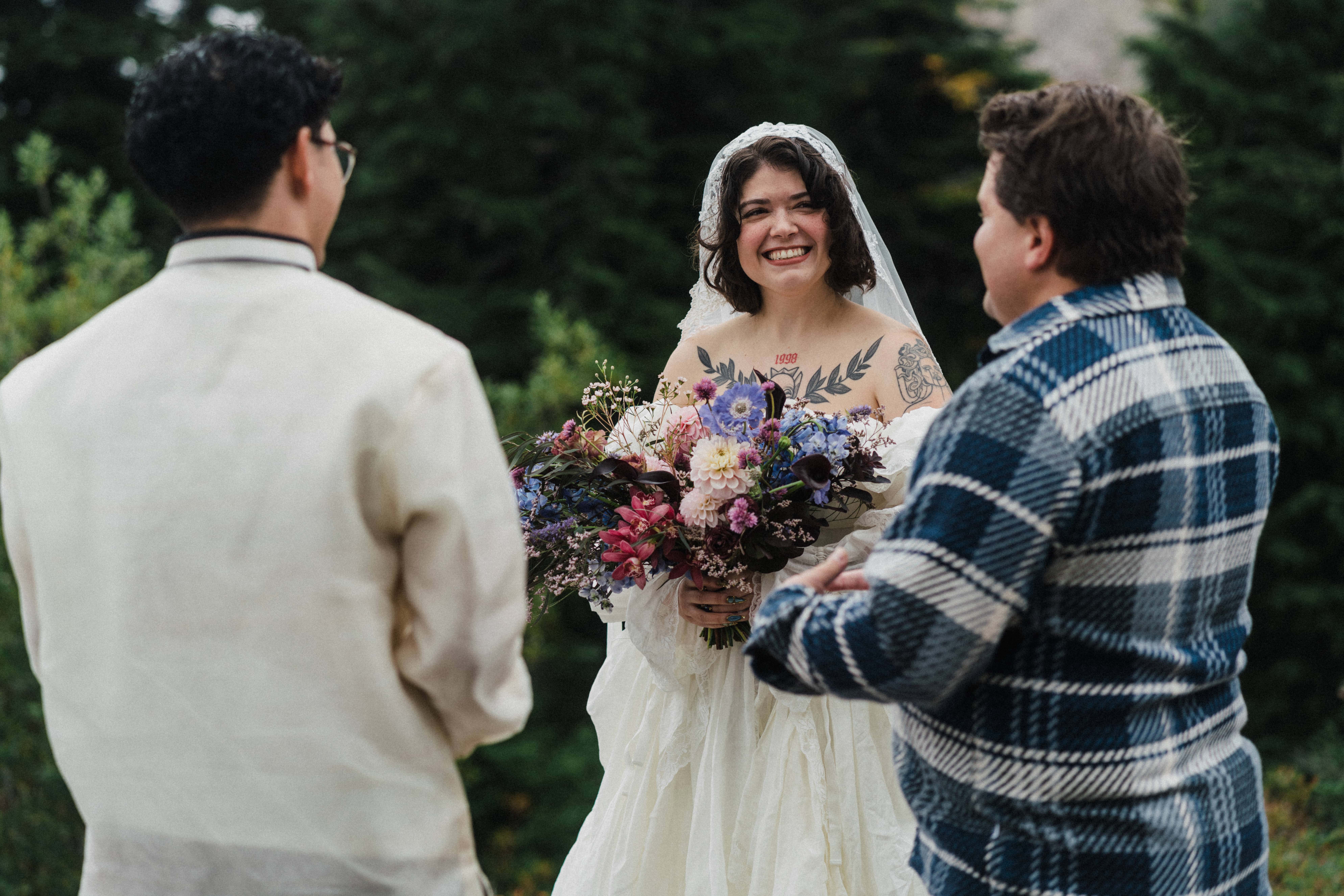 candid north cascades elopement ceremony