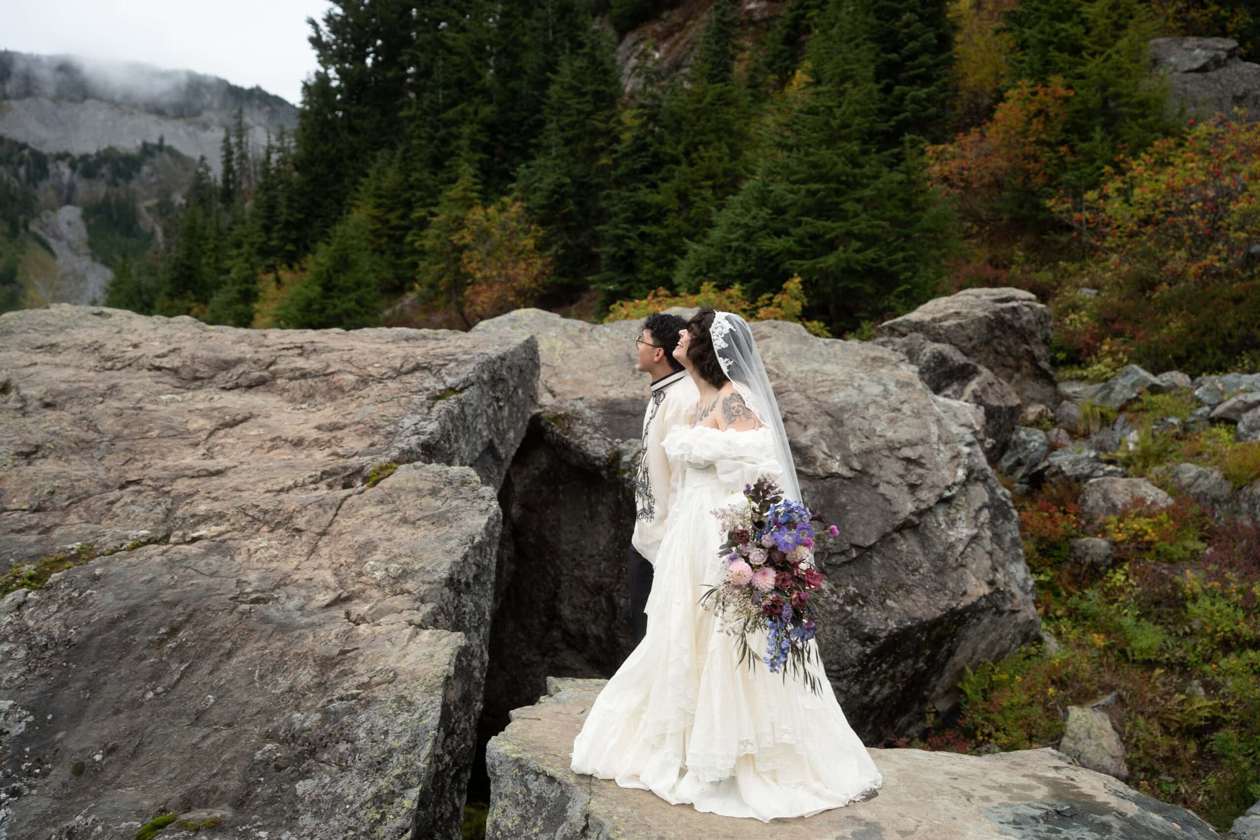 elopement couple during their artist point elopement in north cascades