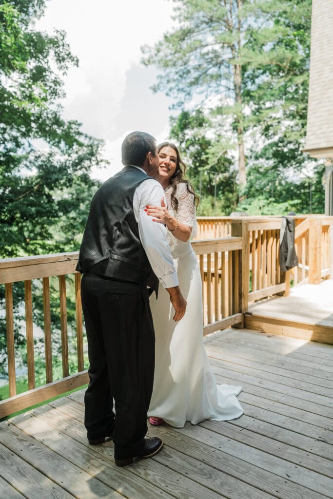 candid bride and groom first look moments