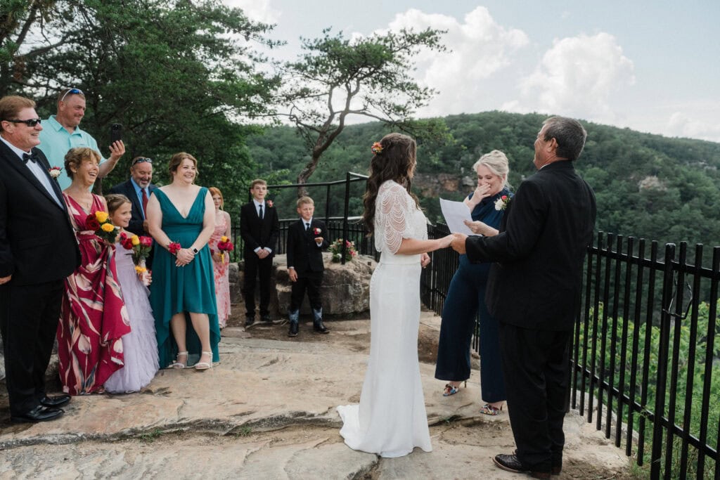 candid cloudland canyon elopement ceremony at a mountain overlook