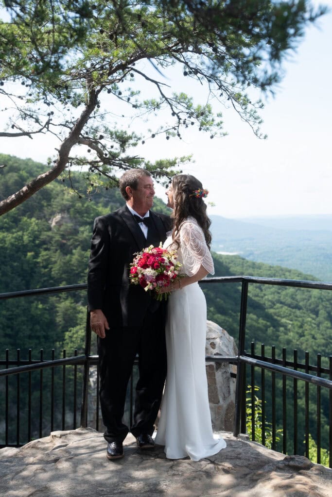 candid cloudland canyon elopement ceremony at a mountain overlook