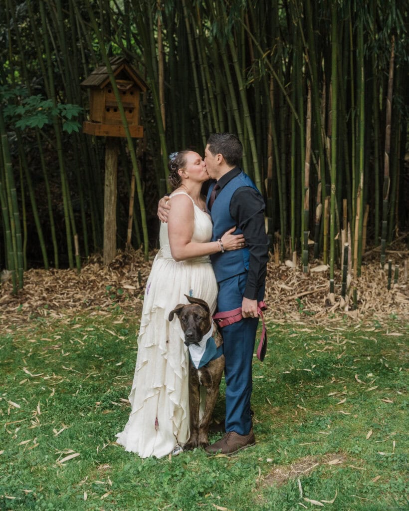 elopement couple and their pup