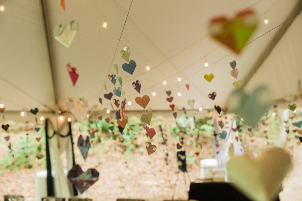 outdoor wedding reception set up in a vacation rental near blue ridge parkway