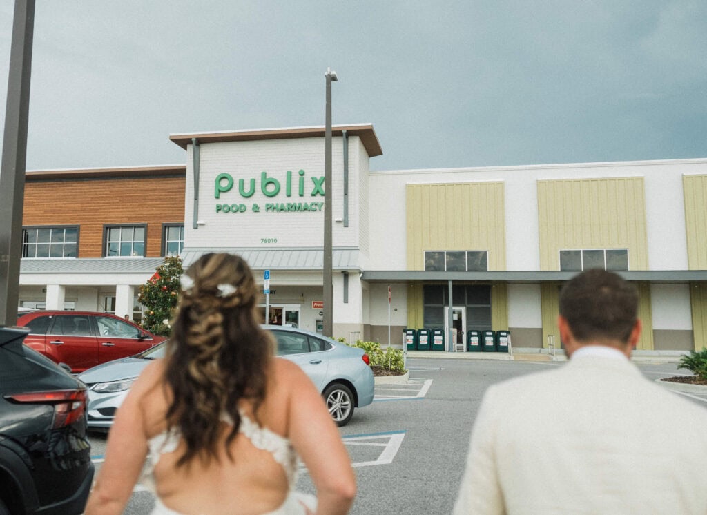 elopement couple going to publix for their cake