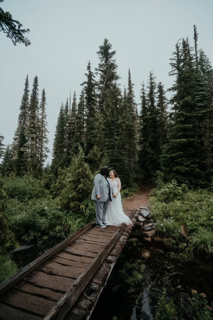 elopement couple in the moody landscapes of mt rainier national park