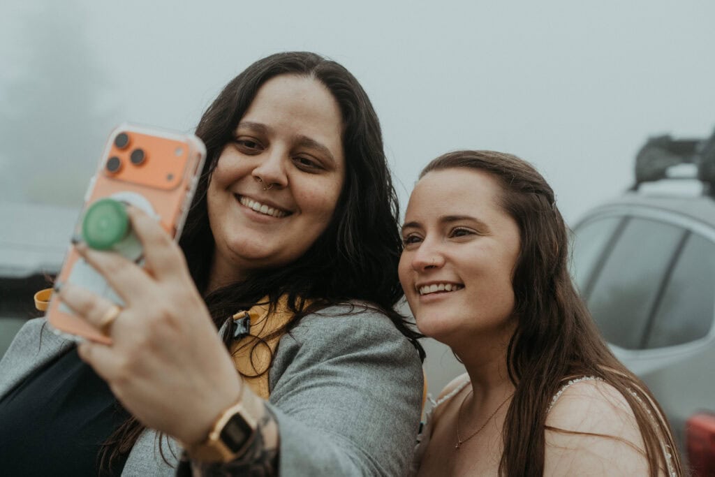 elopement couple taking a selfie